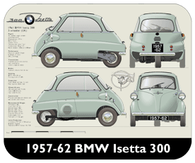 BMW Isetta 300 (3 wheel) 1957-62 Place Mat, Small
